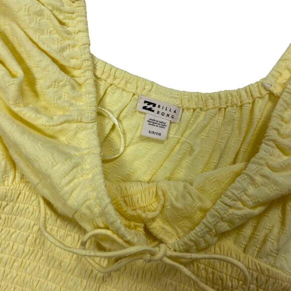 Billabong Yellow Crop Top w Smocked Waist - Picture 3 of 4
